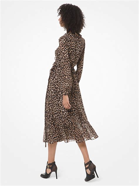 michael kors leopard georgette wrap dress